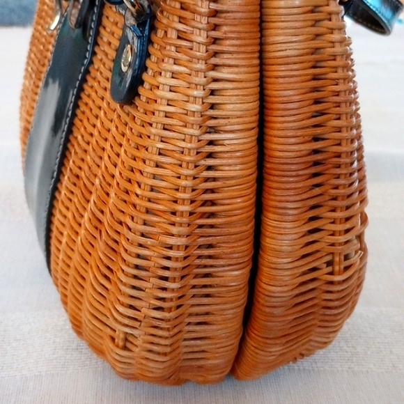 REDUCED! Rare Kate Spade Havana Collection Wicker Patent Leather Avita Satchel - Picture 4 of 15